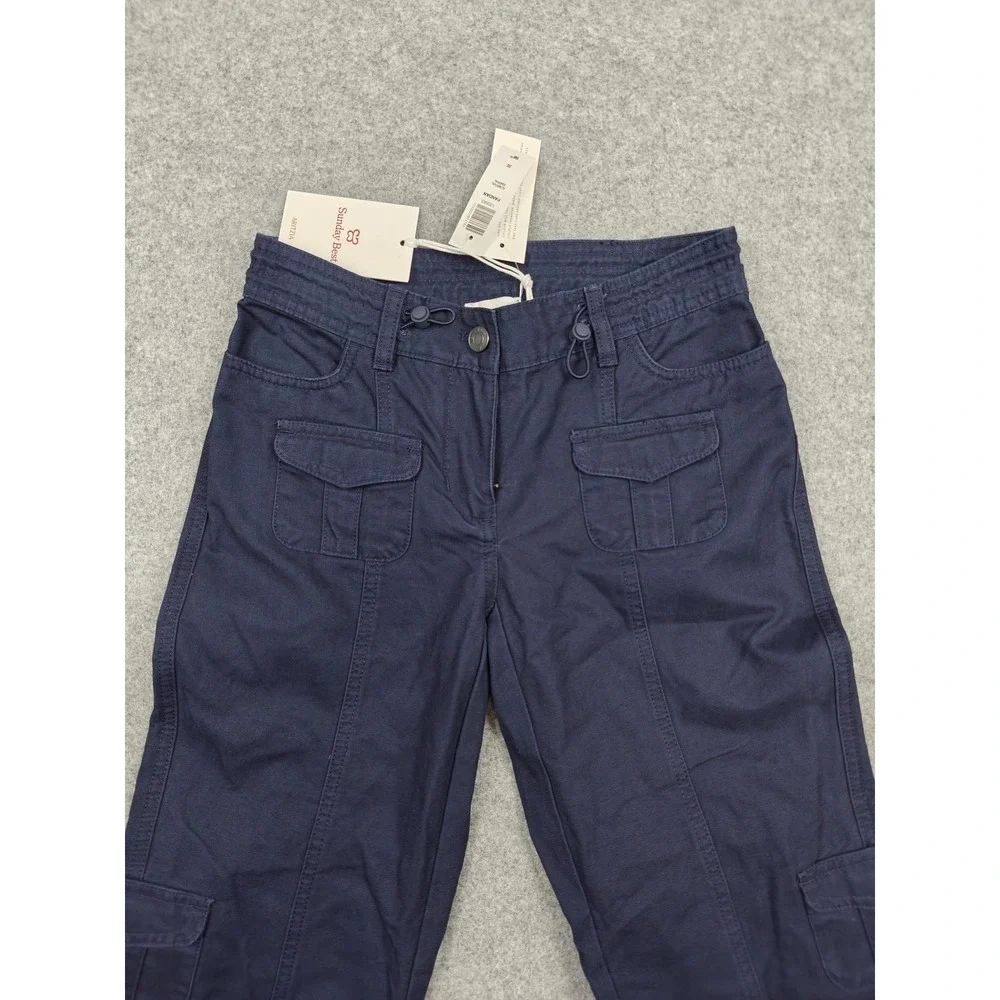 Aritzia Sunday Best Pants Womens 00‎ Blue Cargo Twill Adjustable Waist Pockets